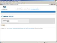 Screenshot administrace PC project - Přihlášení