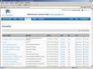 Screenshot administrace PC project - Aktuality